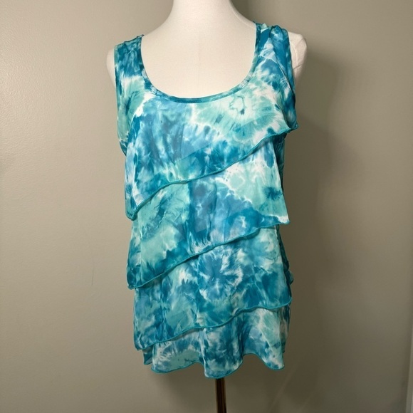 Coquette ruffled turquoise mermaidcore tank top fairy M - Picture 3 of 6